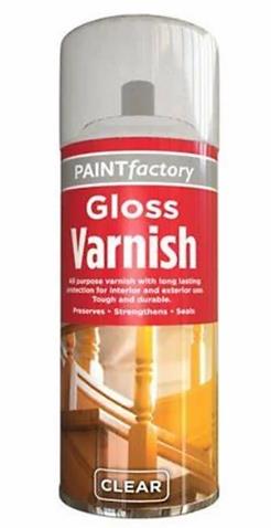 Paint Factory Clear Gloss Varnish Spray  250ml Paint Factory Clear Gloss Varnish Spray  250ml